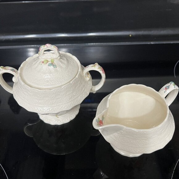 Spode's Jewel Porcelain China - Billingsley Rose Creamer and Sugar Bowl w/Lid - Picture 2 of 14